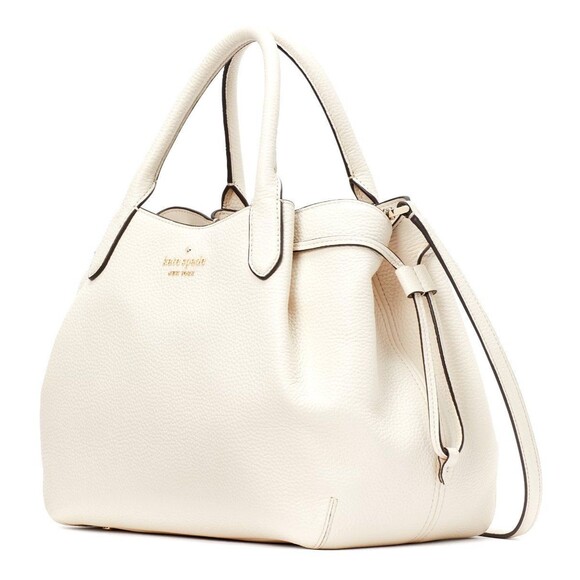 New Kate Spade Dumpling Large Satchel Pebble Leather Parchment - Picture 2 of 4